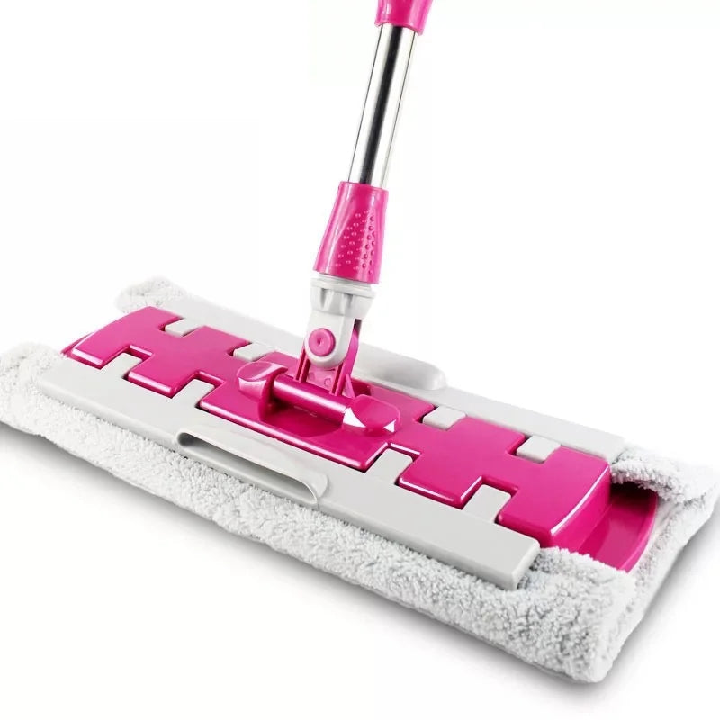 Flat Mop with Stainless Steel Handle, come with Reusable Washable Mop Cloths