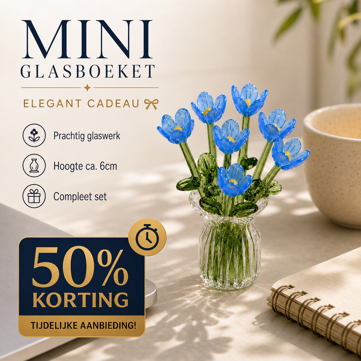 โณ Limited-Time Offer! โจ Mini Glass Bouquet | Elegant Gift ๐ | Approx. 6cm Tall ๐