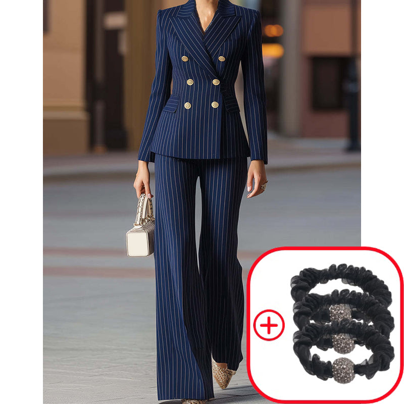 ⏳Time-Limited Special⏰Women's Pinstripe Double-Breasted Suit Set
