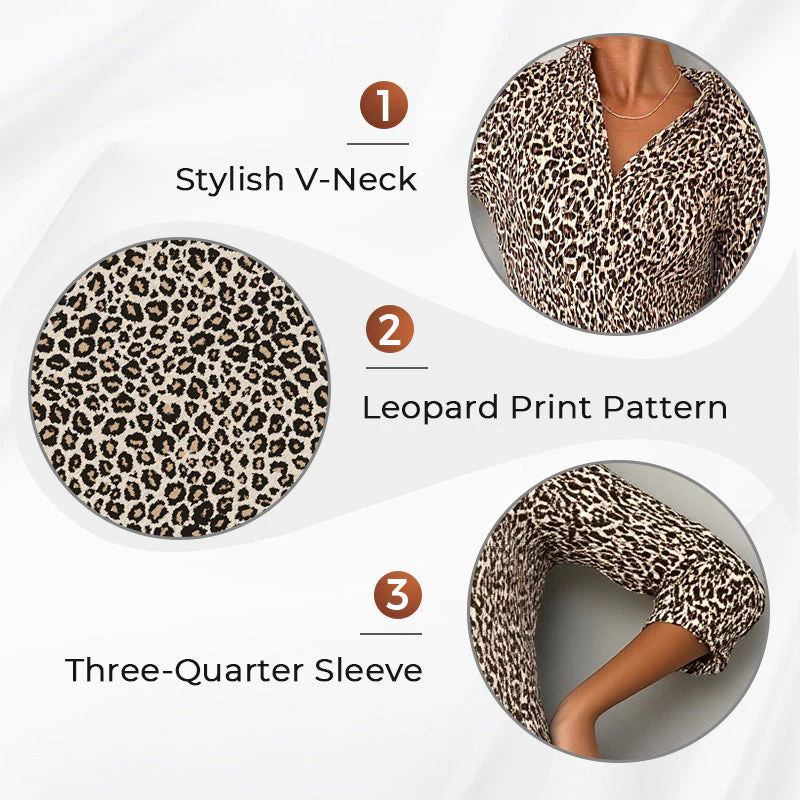 Women's Trendy Leopard Print V-Neck Loose Fit Dress