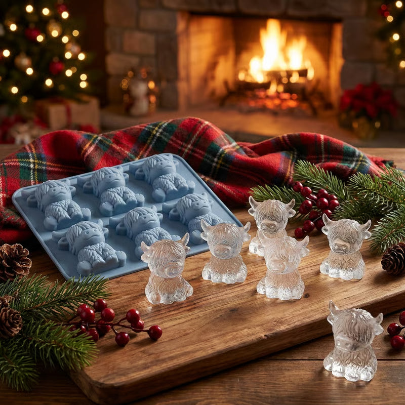 Highland Cow Ice Cube Mold - Adorable 3D Silicone Tray for Drinks & Parties