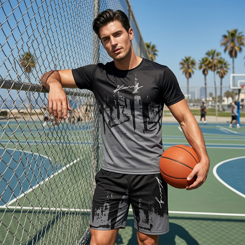 👕 LIMITED-TIME 52% OFF! 🩳 Men's Graphic Print T-Shirt & Shorts Set – Coordinated, Soft, Adjustable Waist 🌴