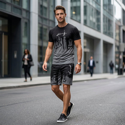 👕 LIMITED-TIME 52% OFF! 🩳 Men's Graphic Print T-Shirt & Shorts Set – Coordinated, Soft, Adjustable Waist 🌴