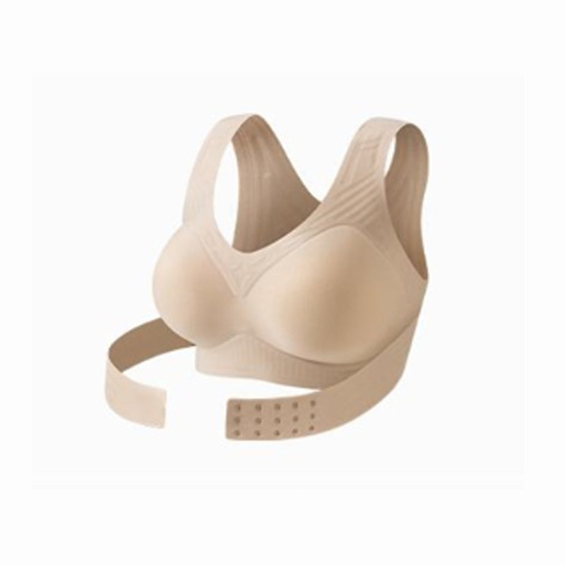 Women’s Beige Wireless Bra, Soft Breathable Non-removable Moulded Cups, Yoga Fitness Sportswear for Gym & Daily Training