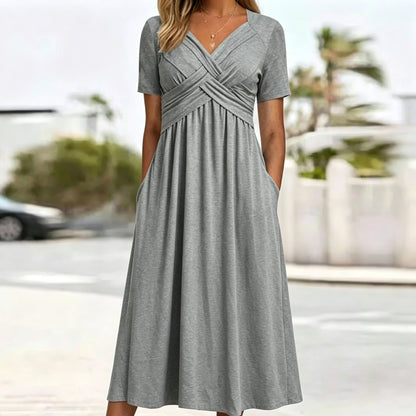 🍀Women’s V-Neck Short Sleeve Long Dresses
