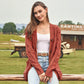 Women's Fall Casual Long Sleeve Button Down Open Front Cable Knit Cardigan Sweater Coat