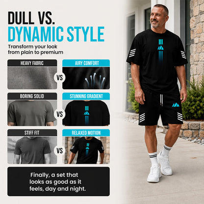 👕Men's Summer T-Shirt & Shorts Set – Gradient design, breathable & lightweight – Perfect for hot days & casual outings 🩳