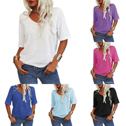 ✨Women's Solid Color V-Neck T-shirt [On Sale & Quick Ship!]
