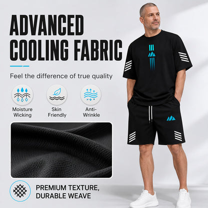 👕Men's Summer T-Shirt & Shorts Set – Gradient design, breathable & lightweight – Perfect for hot days & casual outings 🩳