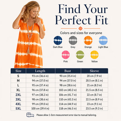 👗Tie-dye Striped Short-sleeved Loose T-shirt Dress