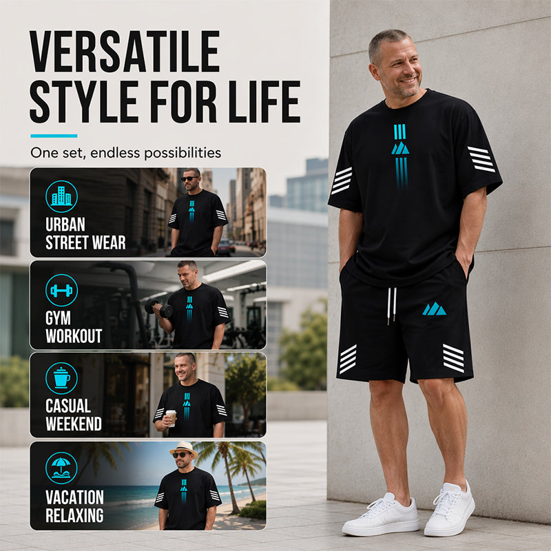 👕Men's Summer T-Shirt & Shorts Set – Gradient design, breathable & lightweight – Perfect for hot days & casual outings 🩳