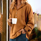 Solid Color Pullover Hooded Loose Sweatshirt