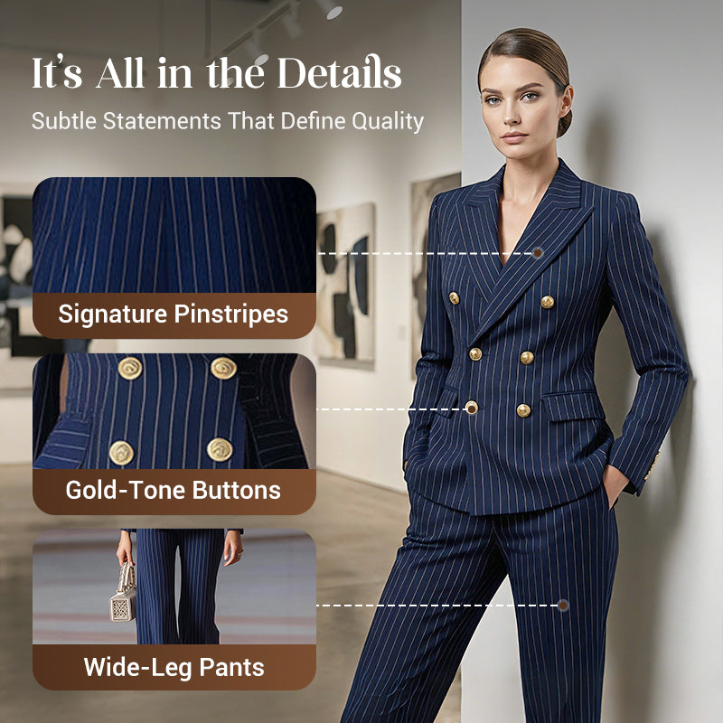 ⏳Time-Limited Special⏰Women's Pinstripe Double-Breasted Suit Set