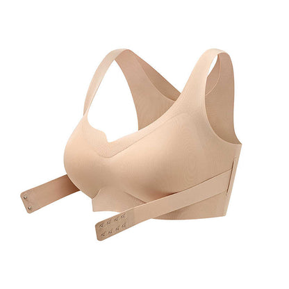 Women’s Beige Wireless Bra, Soft Breathable Non-removable Moulded Cups, Yoga Fitness Sportswear for Gym & Daily Training