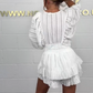 🔥V-Neck Top & Ruffle Hem Shorts Set