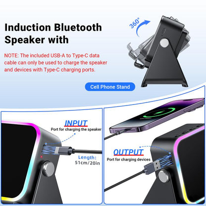 💎 5-IN-1 WIRELESS SPEAKER STAND! 💎 Induction Audio, Phone Holder & Ambient Light