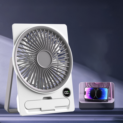 Powerful Breeze Slim Card Fan - 6 Speed, USB Charging and Cell Phone Holder