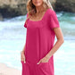 💕Summer Promotion 50% OFF👗Women's Casual Square Neck Pocket Short Sleeve Dress with Pockets