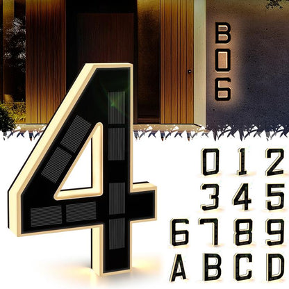 Solar Lighted House Numbers Waterproof LED Address Signs