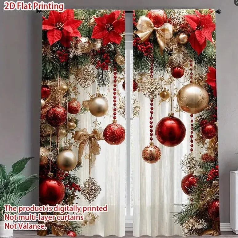 🎄Christmas Window Curtains 2-Piece Set for Home Decor