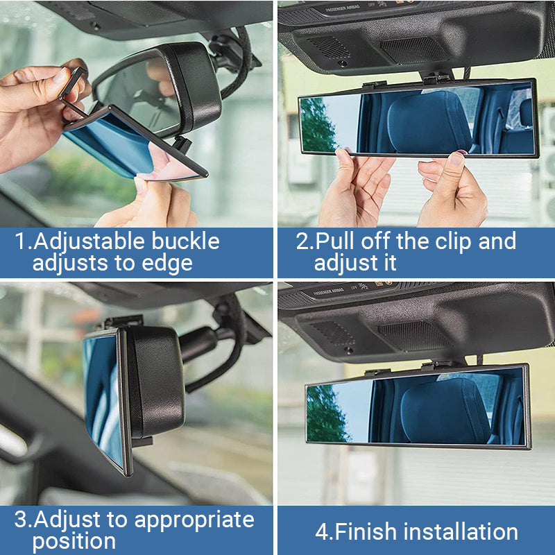 🚗👁️ Wide Car Curved Rear View Mirror – Wide Angle Vision, Easy Installation & Universal Fit（Safe Driving With Greater Visibility!）
