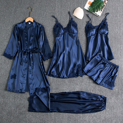 Women's Sexy Lace Trim Sleepwear Five-Piece Sets
