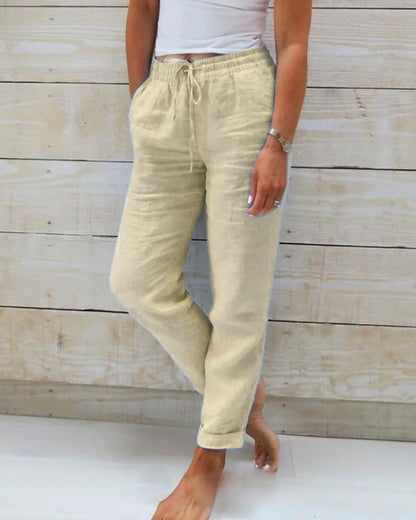 🌸Women's  Elastic Waist Cotton Linen Casual Pants