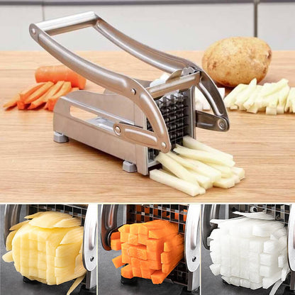 🥔Stainless Steel Potato & Vegetable Slicer | Strong Suction Base, One-Hand Operation ✨