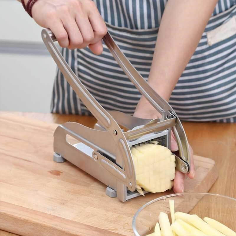 🥔Stainless Steel Potato & Vegetable Slicer | Strong Suction Base, One-Hand Operation ✨