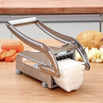 🥔Stainless Steel Potato & Vegetable Slicer | Strong Suction Base, One-Hand Operation ✨