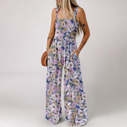 🏖️Summer Hot Sale 🌼🎨Women’s Casual Print Sleeveless Overalls Jumpsuits