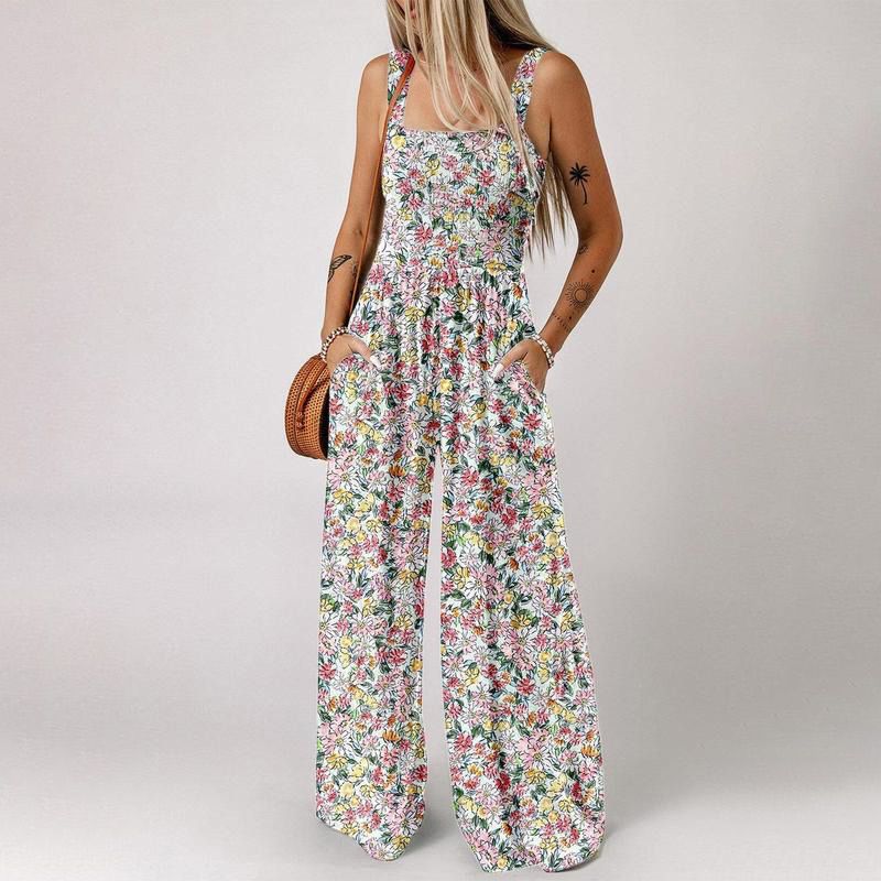 🏖️Summer Hot Sale 🌼🎨Women’s Casual Print Sleeveless Overalls Jumpsuits