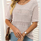Women's Round Neck Hollow Knit Crochet Short Sleeve Sweater