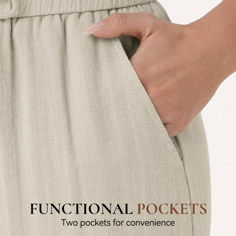 Lightweight Linen Pants Solid Color Drawstring Casual Pants - Breathable & Skin-Friendly