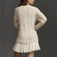 💗Women Crewneck Cable Knit Sweater Mini Dress