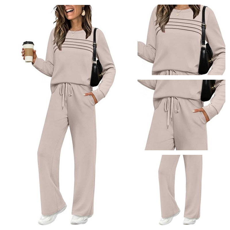 ✨Women's Crew Neck Top & Drawstring Pants Set