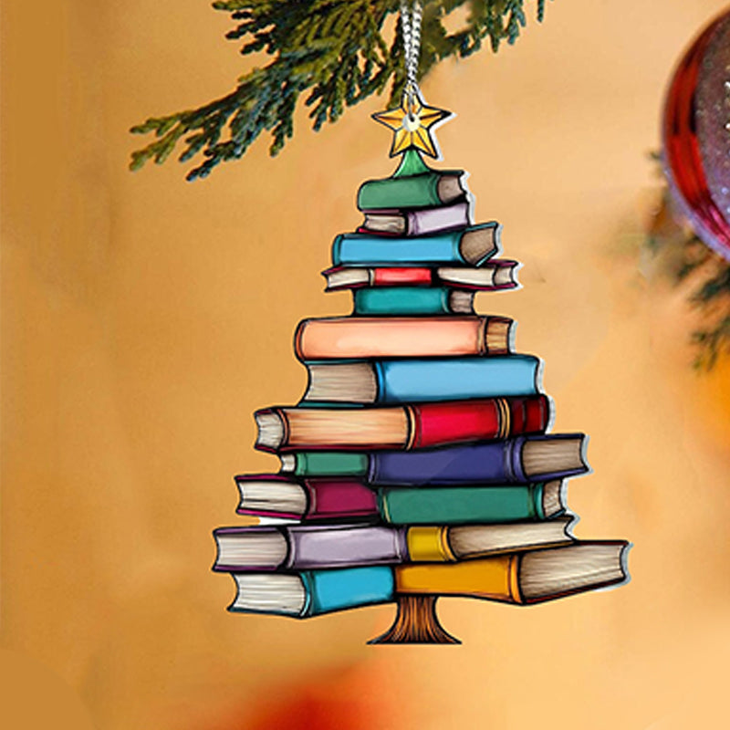 Book Stack Christmas Tree Suncatcher