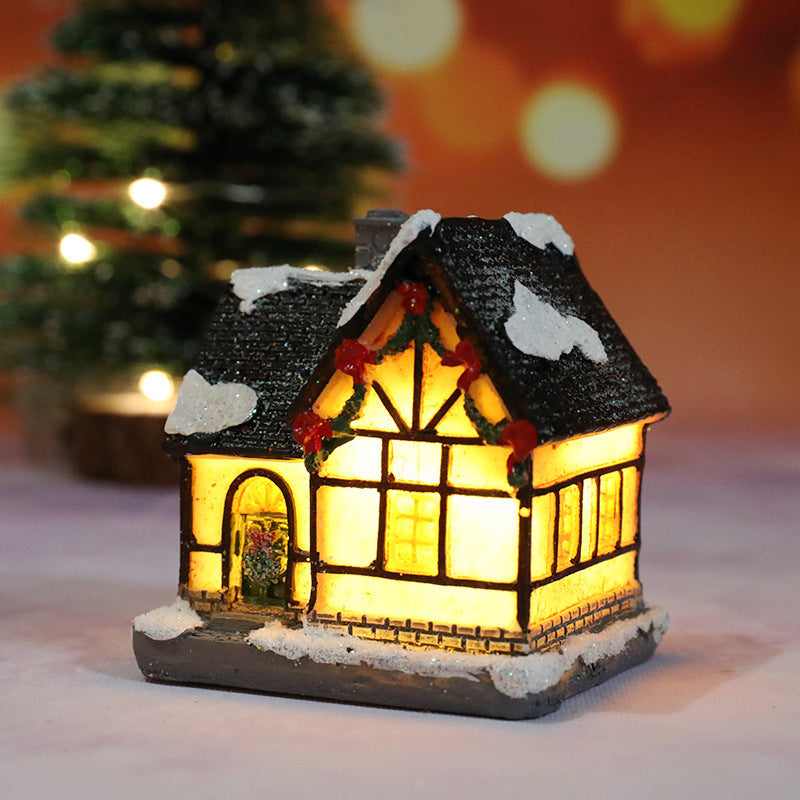 Miniature LED Lighted Christmas Village House