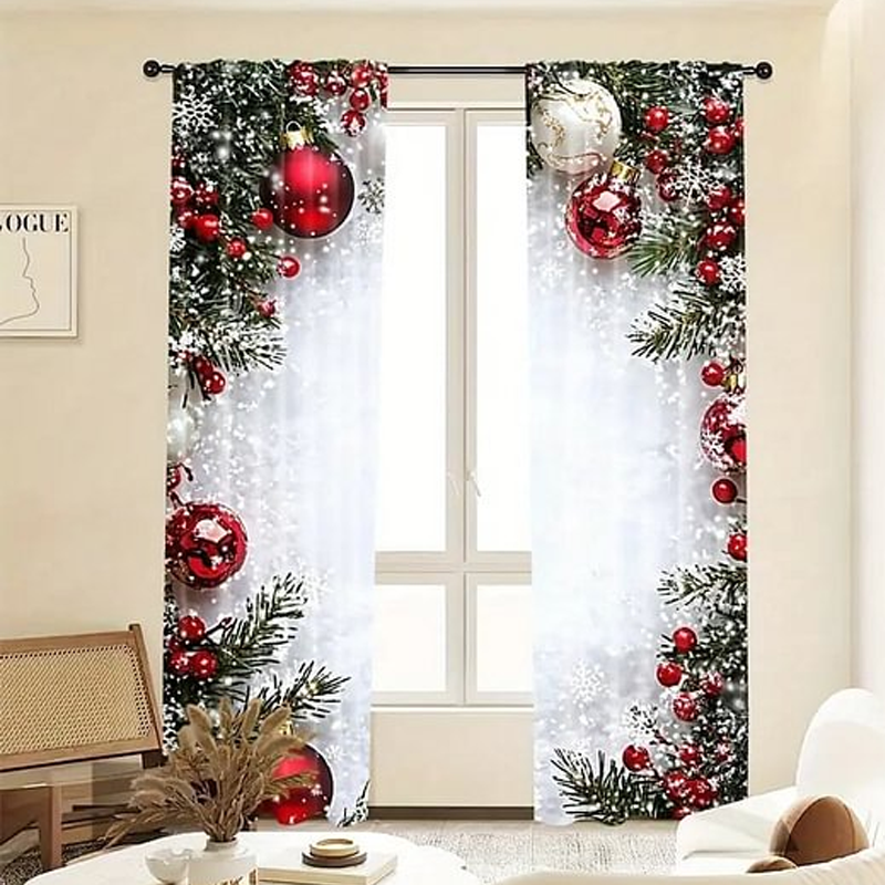 🎄Christmas Window Curtains 2-Piece Set for Home Decor