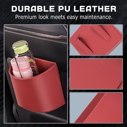 🚗🧺Clip-On PU Leather Car Cup Holder & Organizer