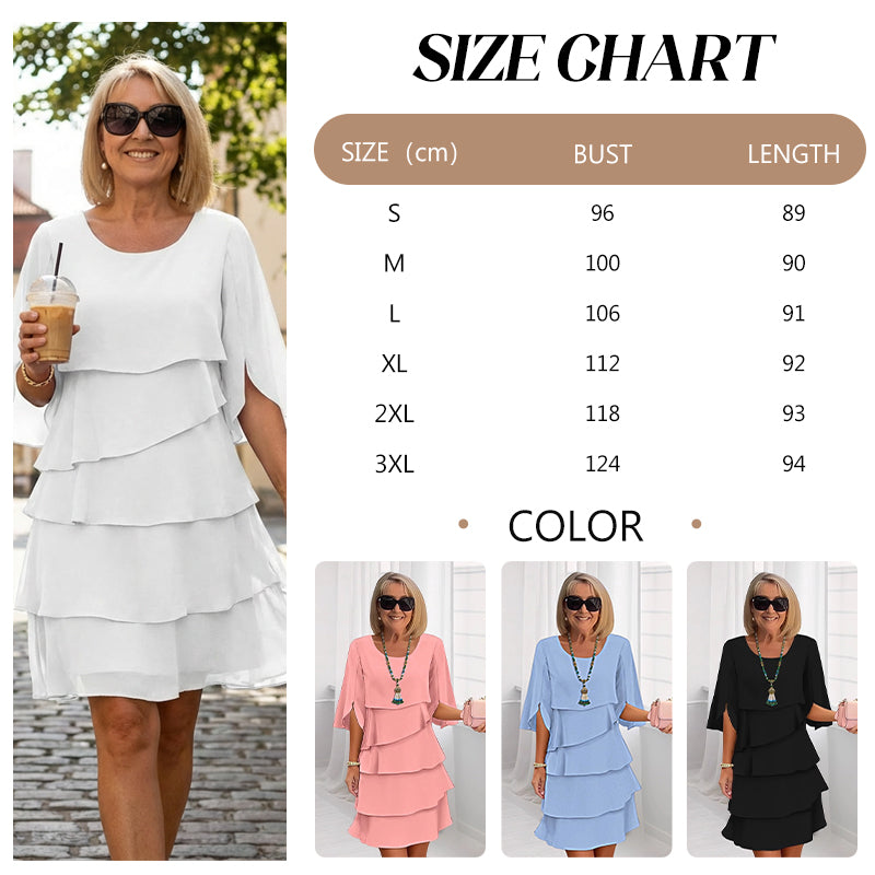Women's Elegant Layered Ruffle Sleeve Dress