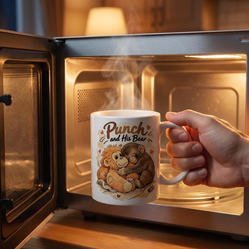 "Punch and His Bear" Cute Monkey Ceramic Mug☕🐒