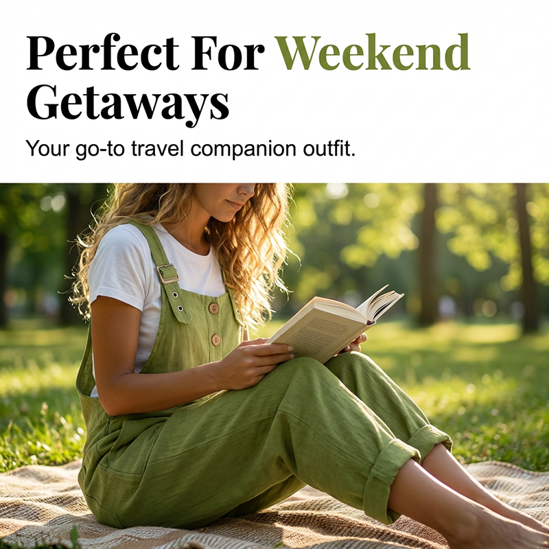 👖 Women's Casual Loose Fit Overalls – Button Front, Deep Pockets, Relaxed Style 🍃