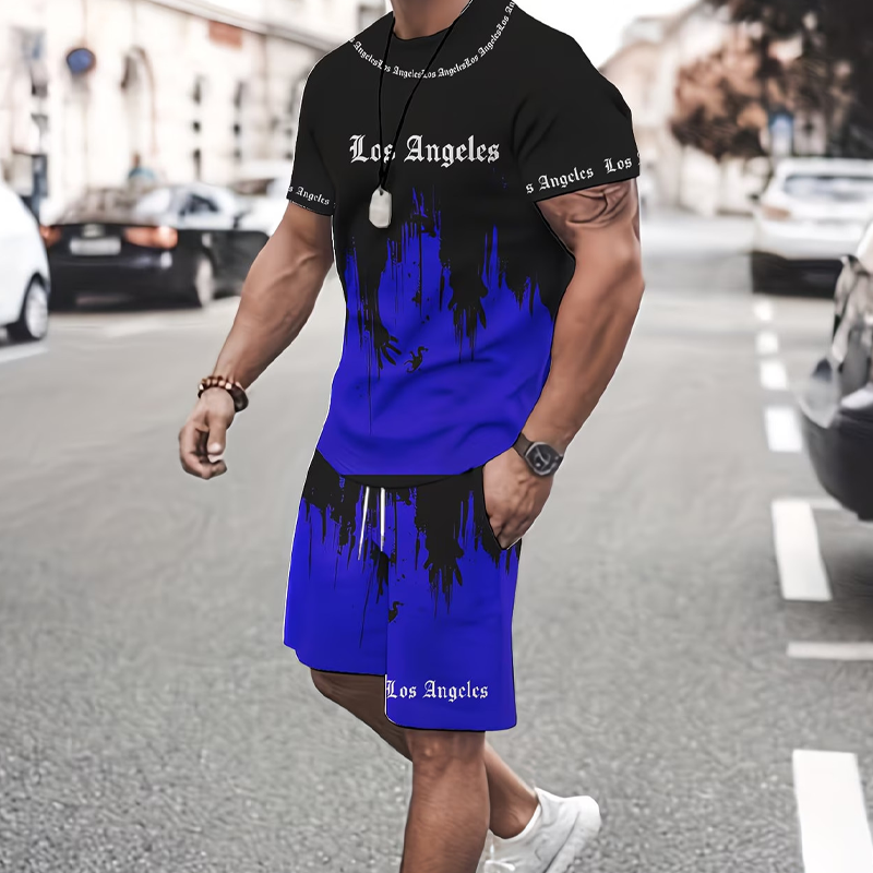👕 LIMITED-TIME 52% OFF! 🩳 Men's Graphic Print T-Shirt & Shorts Set – Coordinated, Soft, Adjustable Waist 🌴