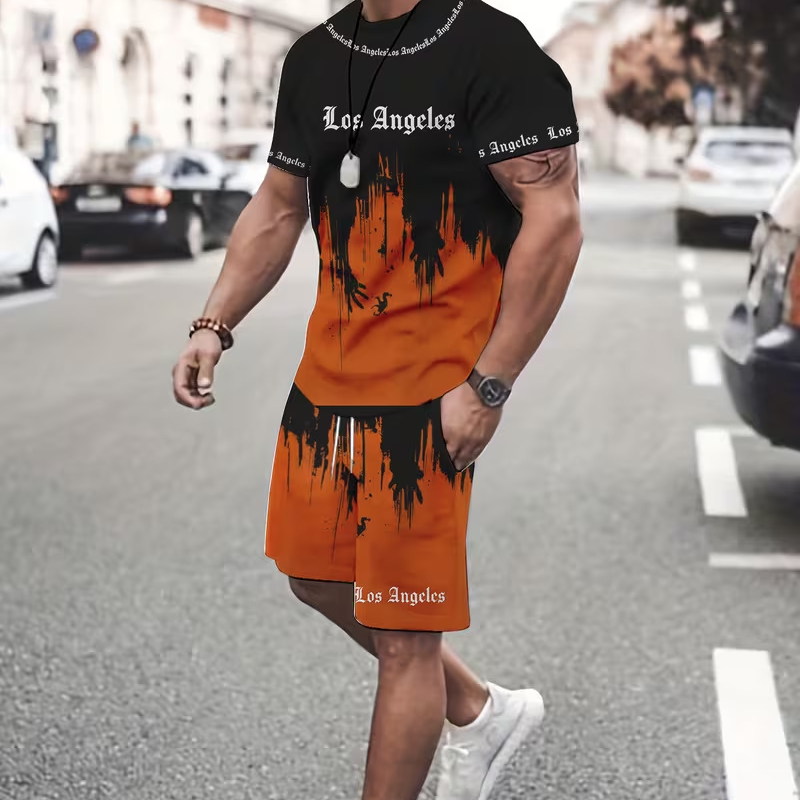 👕 LIMITED-TIME 52% OFF! 🩳 Men's Graphic Print T-Shirt & Shorts Set – Coordinated, Soft, Adjustable Waist 🌴