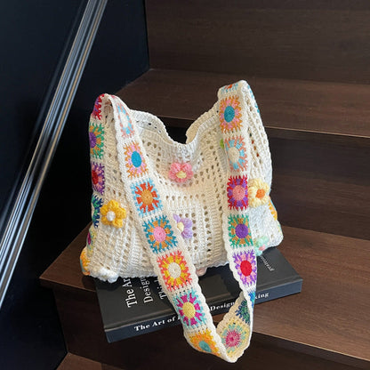 ✨ Women's Crochet Ethnic Bag – Bohemian, Spacious, Versatile 🌼