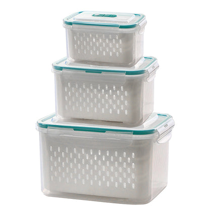 🥗 🧊 2 in 1 Draining Fresh-Keep Food Container – Airtight & Microwave Safe – Fridge Essential 🔒