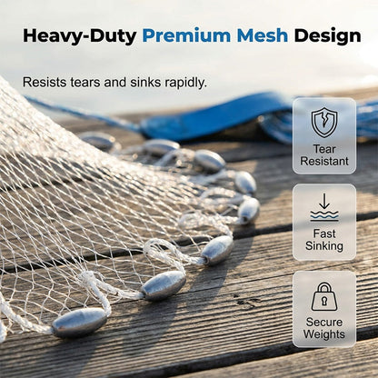 🎣 Easy-Throw Cast Net – Fast-Sinking Weighted Mesh for Freshwater & Saltwater Fishing 🐟