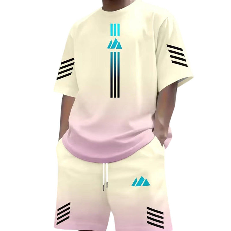 👕Men's Summer T-Shirt & Shorts Set – Gradient design, breathable & lightweight – Perfect for hot days & casual outings 🩳