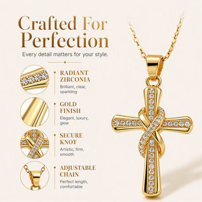 Women's Sparkling Twisted Knot Cross Pendant Necklace – Elegant design, brilliant shine & lightweight – Perfect for daily wear & special occasions 💖